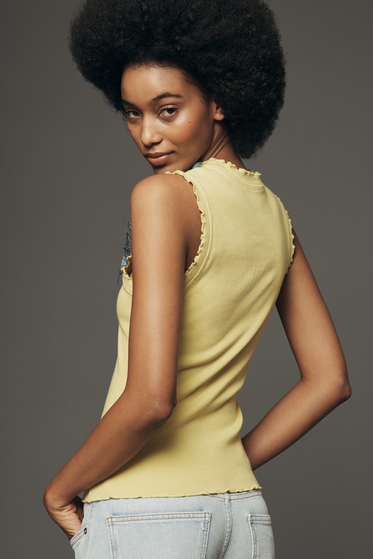 By Anthropologie Applique Floral Tank Top