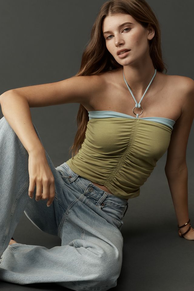 By Anthropologie Ruched Colorblock Halter Tank #1