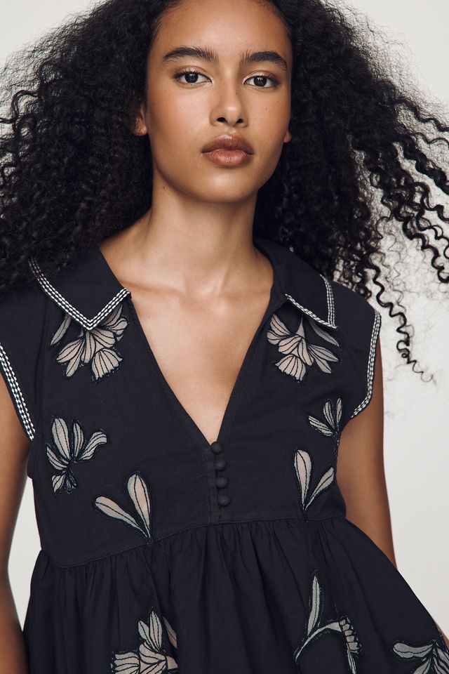 By Anthropologie Cotton Cutwork Babydoll Top | Anthropologie