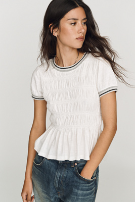 Pilcro Cotton Smocked Peplum Tee | Anthropologie