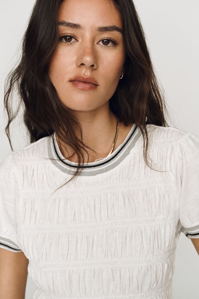 Pilcro Cotton Smocked Peplum Tee | Anthropologie