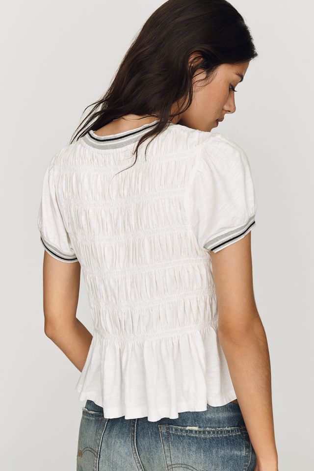 Pilcro Cotton Smocked Peplum Tee #3