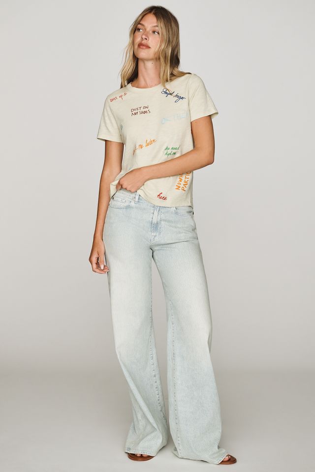 Pilcro Bennie Cotton Slim Embroidered Tee #1