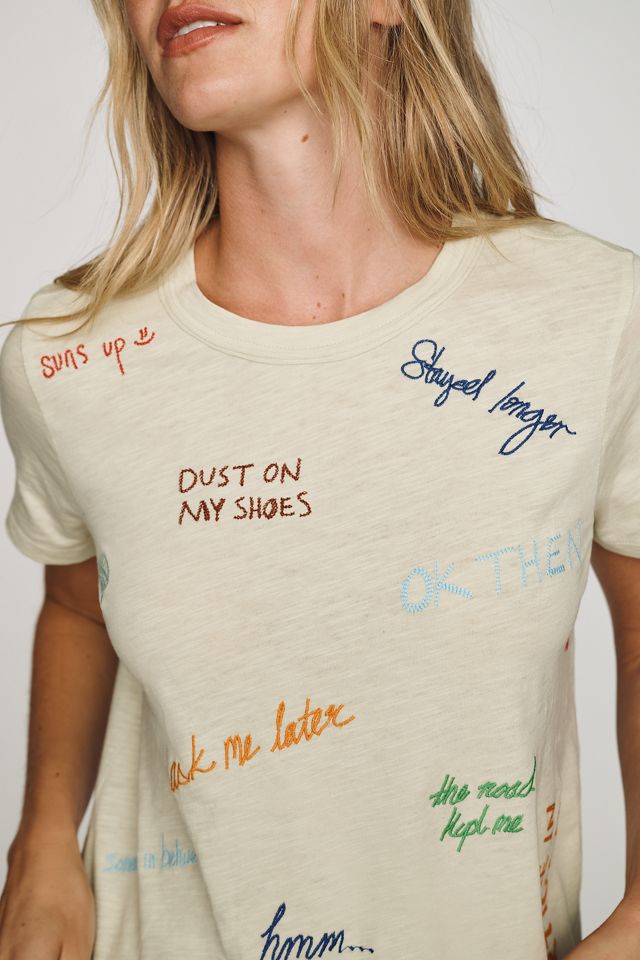 Pilcro Bennie Cotton Slim Embroidered Tee #2