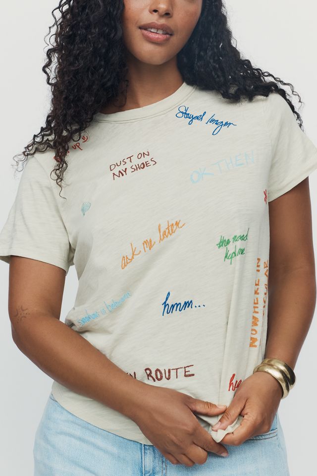 Pilcro Bennie Cotton Slim Embroidered Tee #5