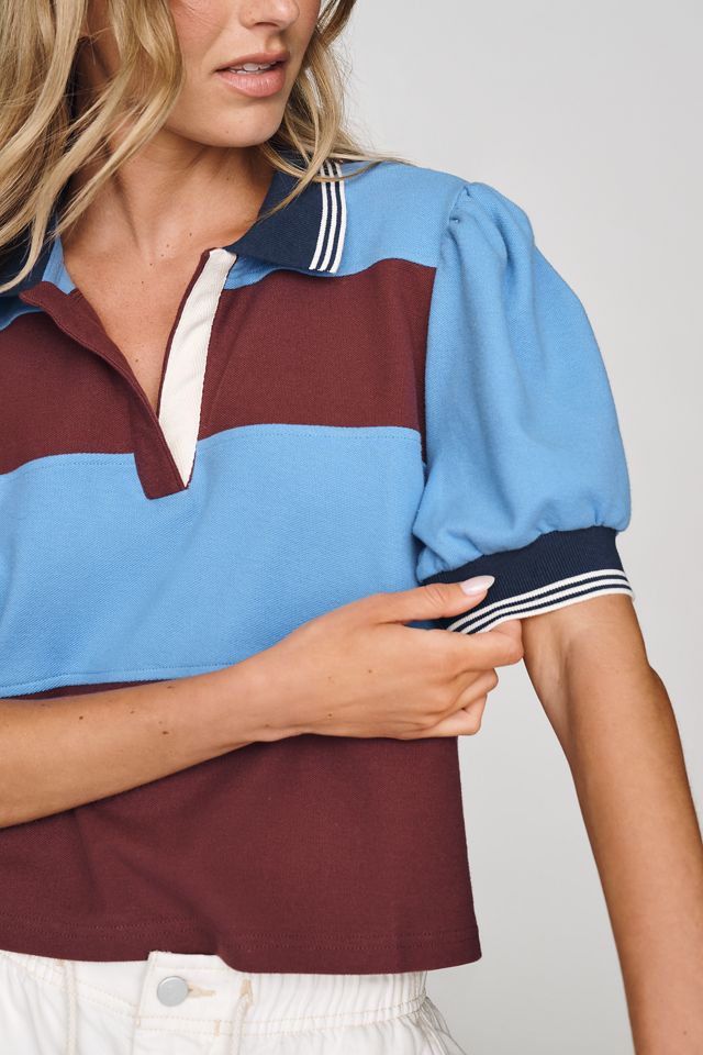 Maeve Cotton Cropped Polo Top #1