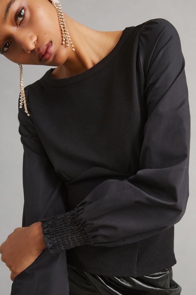 By Anthropologie Structured Long-Sleeve Top | Anthropologie