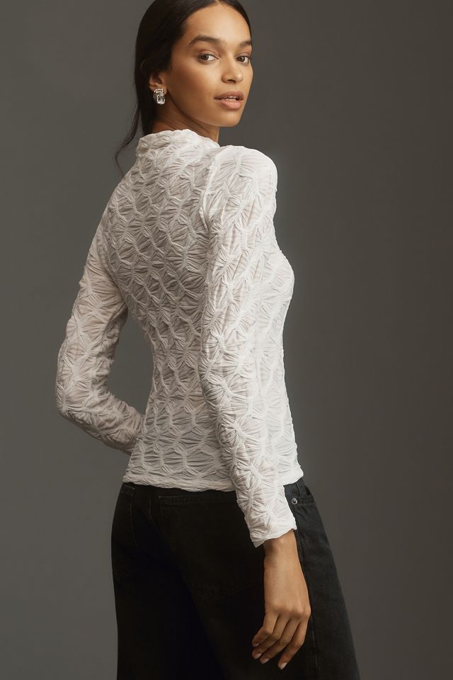 By Anthropologie Long-Sleeve Mock-Neck Textured Top #1