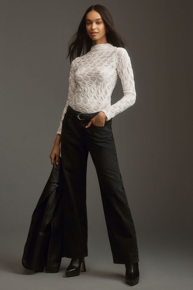 By Anthropologie Long-Sleeve Mock-Neck Textured Top #3