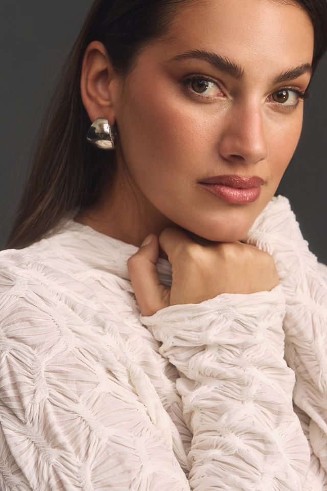By Anthropologie Long-Sleeve Mock-Neck Textured Top #6