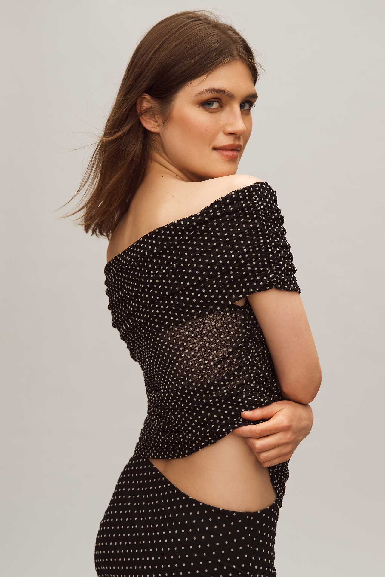 Maeve Off-The-Shoulder Mesh Top