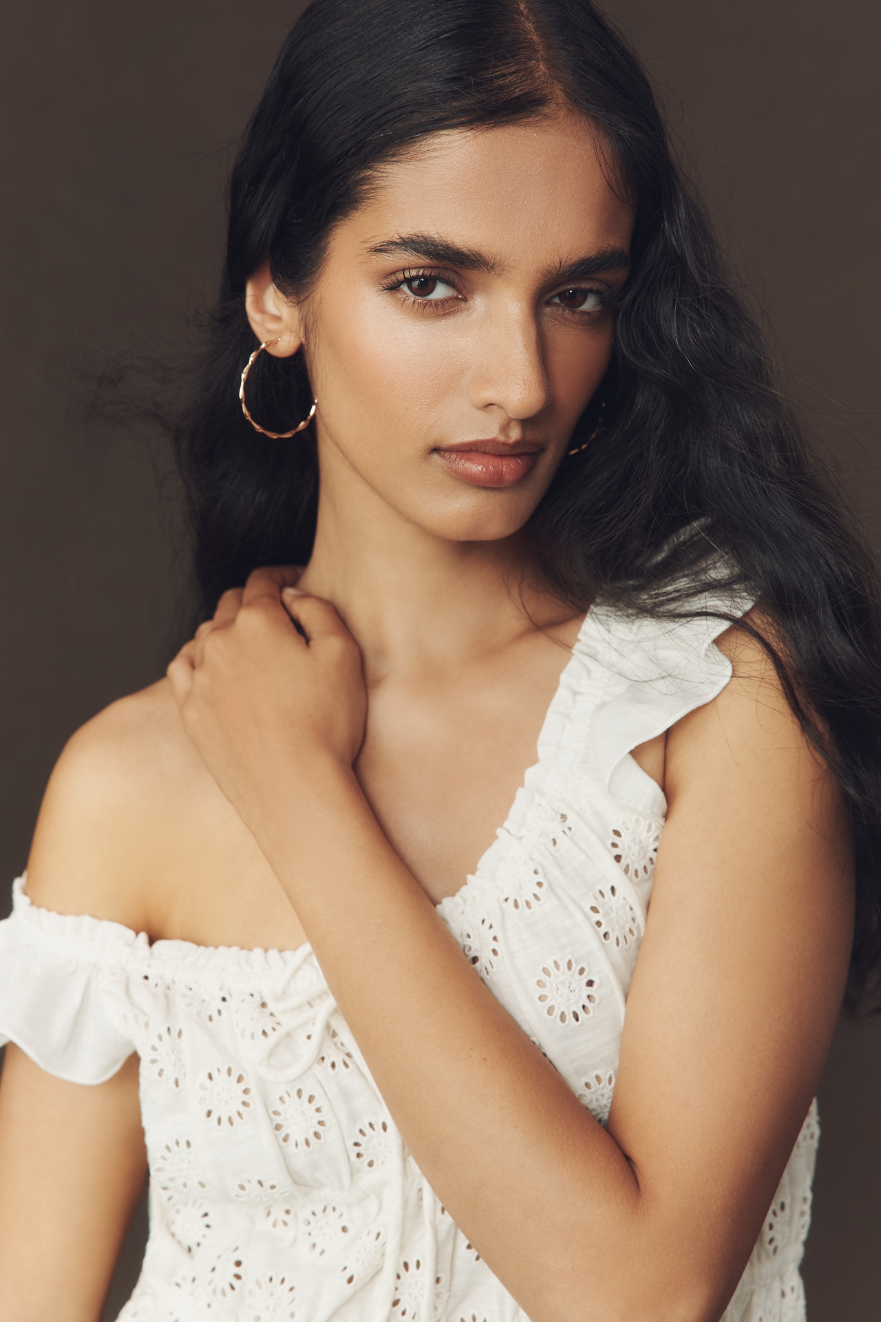 By Anthropologie Eyelet Flutter-Sleeve Blouse