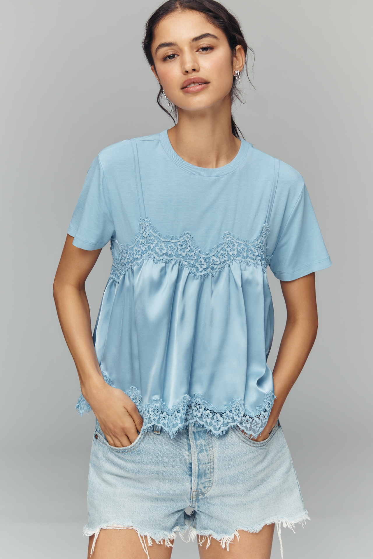 By Anthropologie Layered Twofer Tank T-Shirt