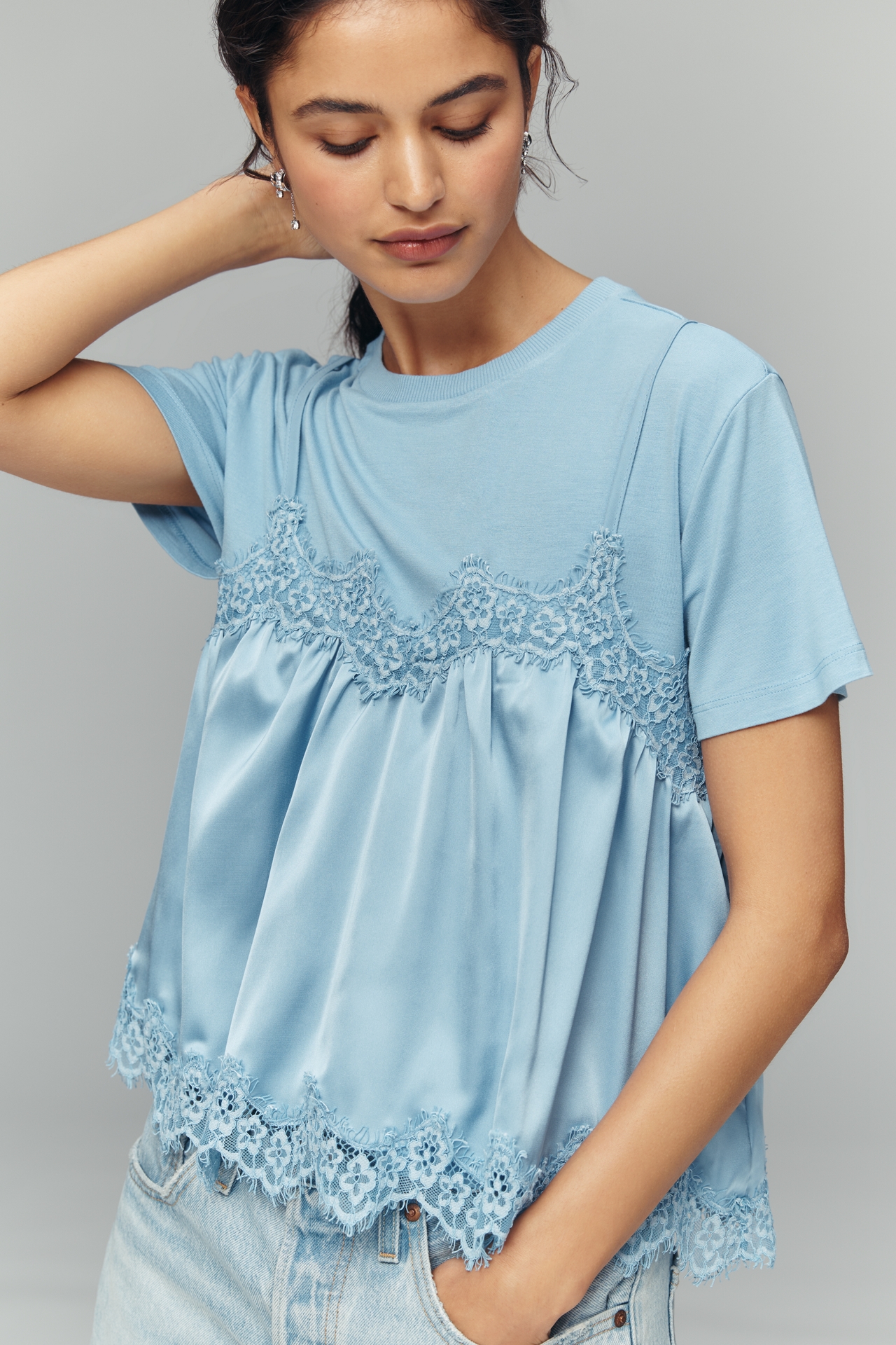 By Anthropologie Layered Twofer Tank T-Shirt