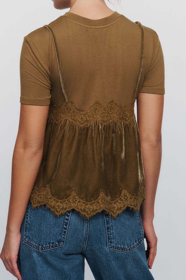 Maeve Velvet Knit Twofer Top #1