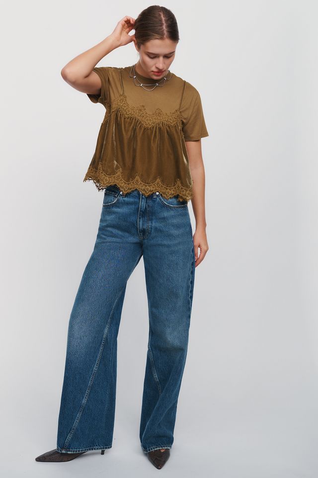 Maeve Velvet Knit Twofer Top #2