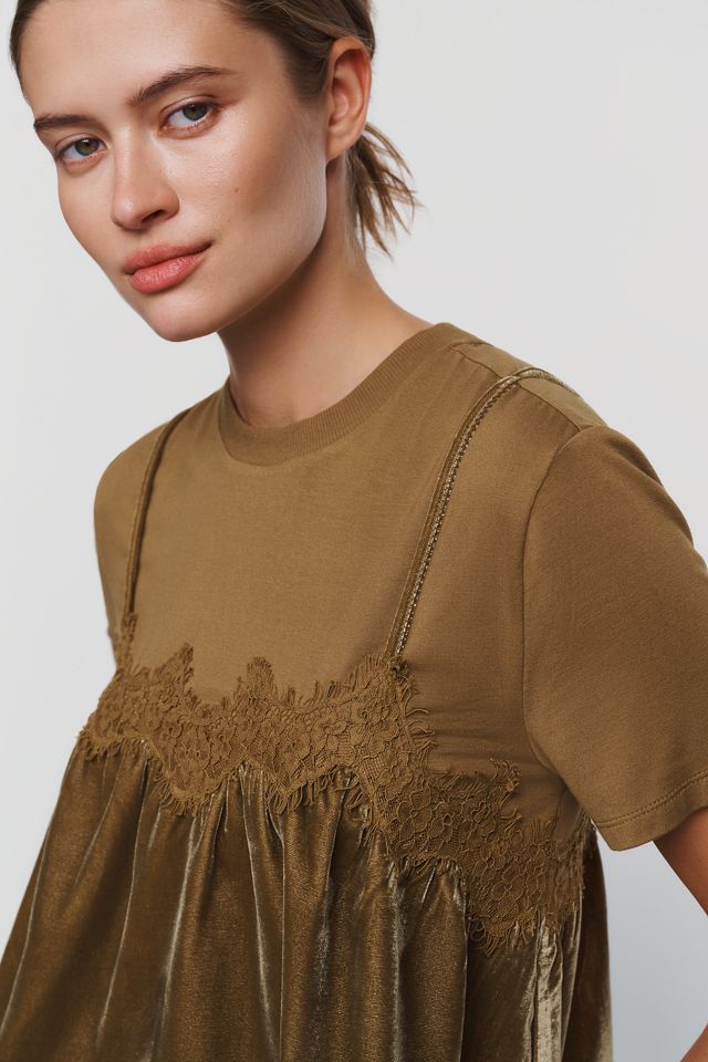 Maeve Velvet Knit Twofer Top #3