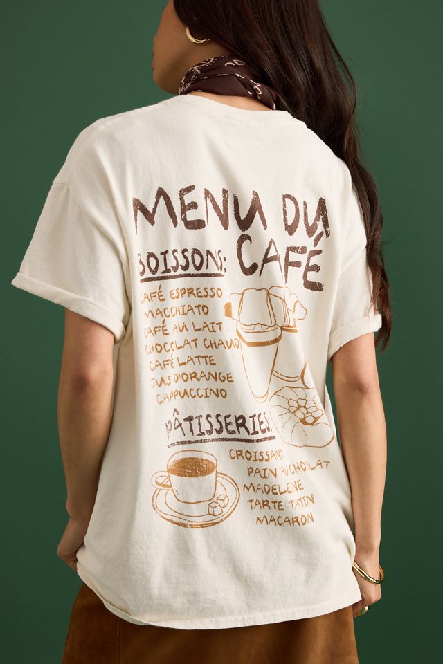 By Anthropologie Menu du Café Graphic Boyfriend T-Shirt #3