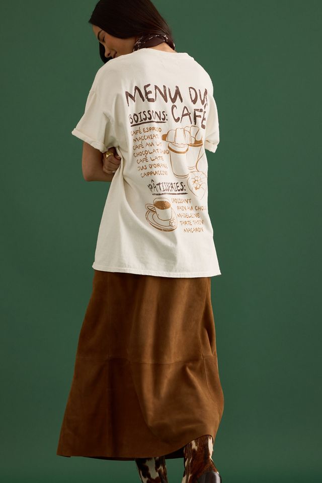 By Anthropologie Menu du Café Graphic Boyfriend T-Shirt #1