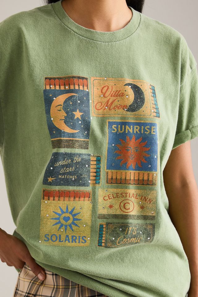 By Anthropologie Celestial Matchbox Graphic Boyfriend T-Shirt #4