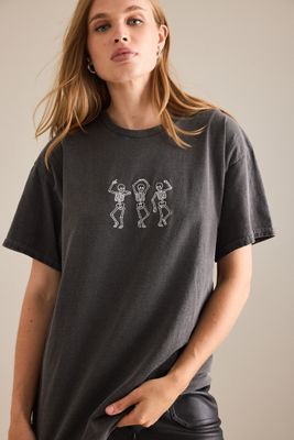 By Anthropologie Camiseta Boyfriend con Gráfico de Esqueletos