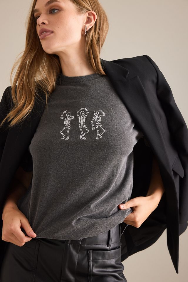 By Anthropologie Skeletons Graphic Boyfriend T-Shirt #4