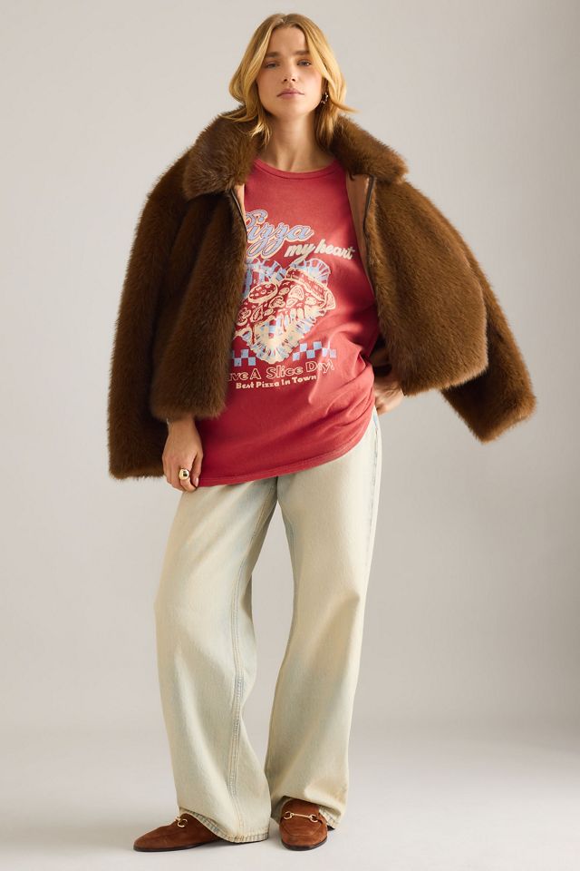 By Anthropologie T-Shirt Boyfriend Grafica Pizza My Heart #4