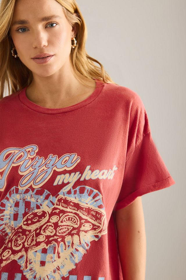 By Anthropologie T-Shirt Boyfriend Grafica Pizza My Heart #5