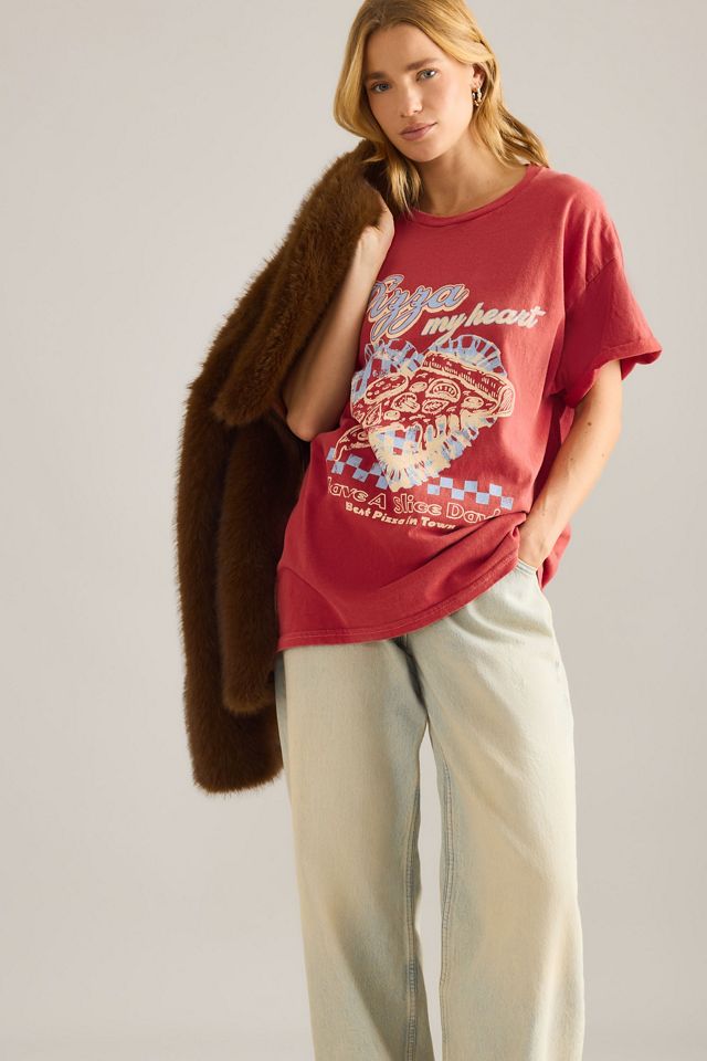 By Anthropologie T-Shirt Boyfriend Grafica Pizza My Heart #3