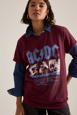 By Anthropologie ACDC Graphic Boyfriend T-Shirt