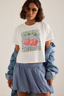 T-Shirt Boxy con Grafica Chérie By Anthropologie