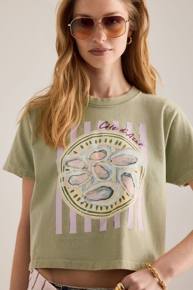 T-Shirt Boxy con Grafica Oyster By Anthropologie #3