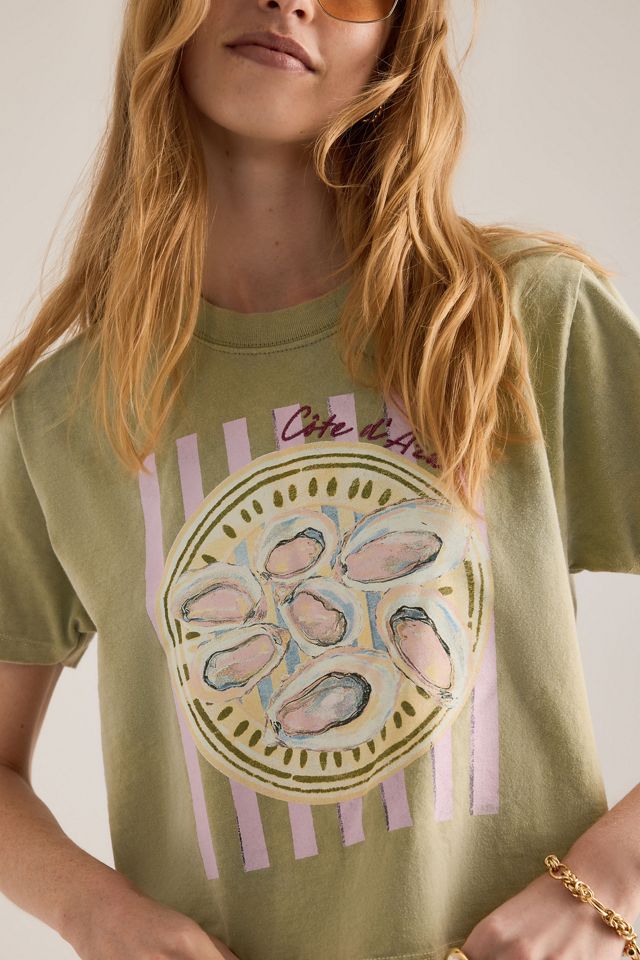 T-Shirt Boxy con Grafica Oyster By Anthropologie #4