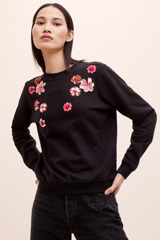 Black jumper 2025 with embroidered flowers