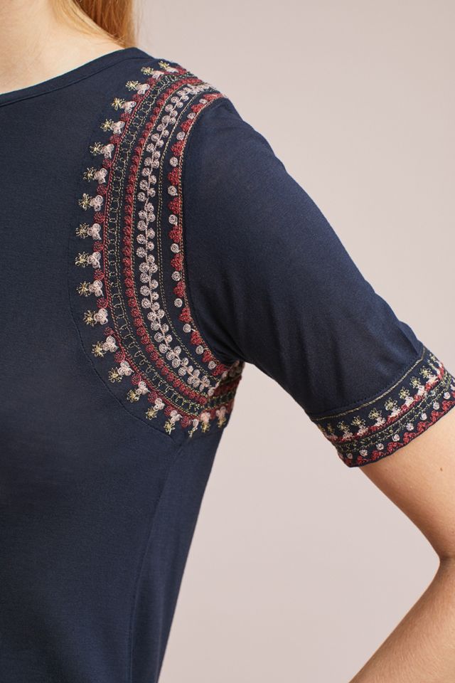 Embroidered Boat Neck Top #2