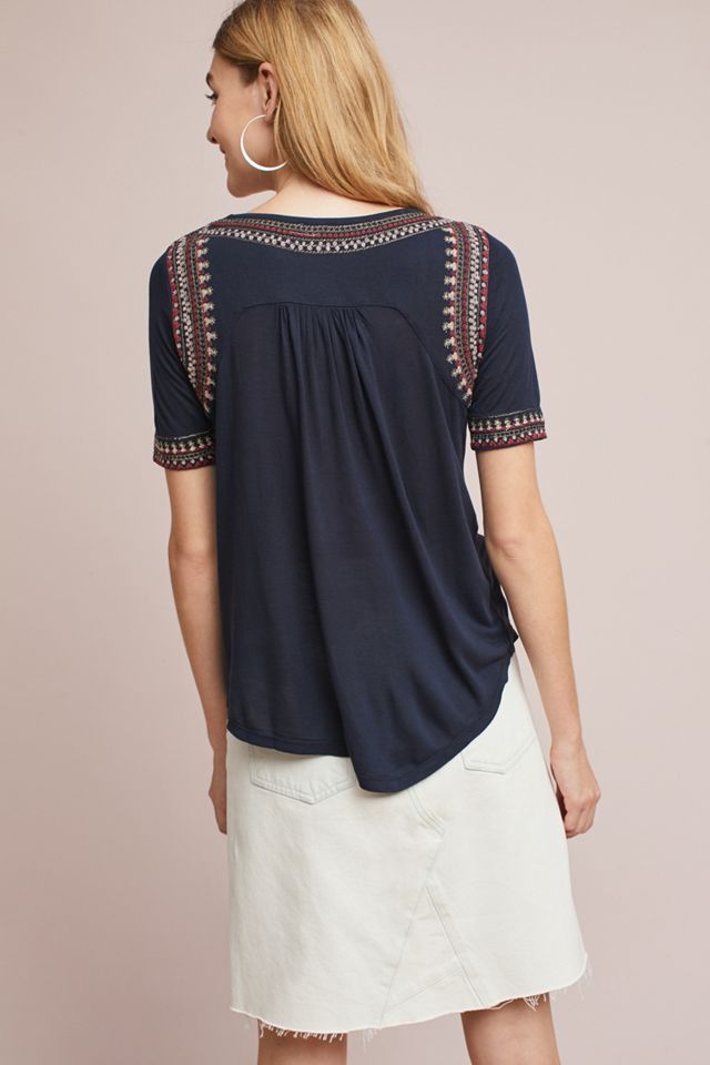 Embroidered Boat Neck Top #3