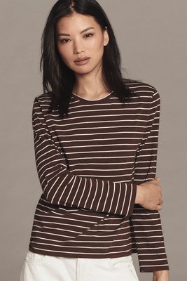 Kule The Modern Long Tee In Brown