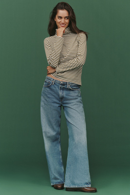 Kule Cotton Long-sleeve Turtleneck Top In Green