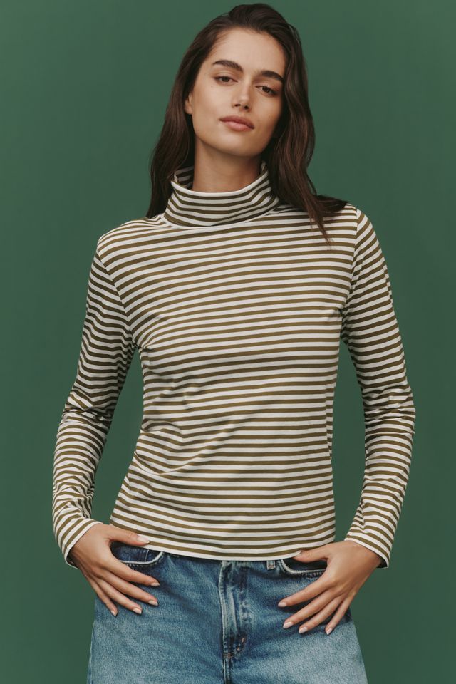 KULE Cotton Long-Sleeve Turtleneck Top #1