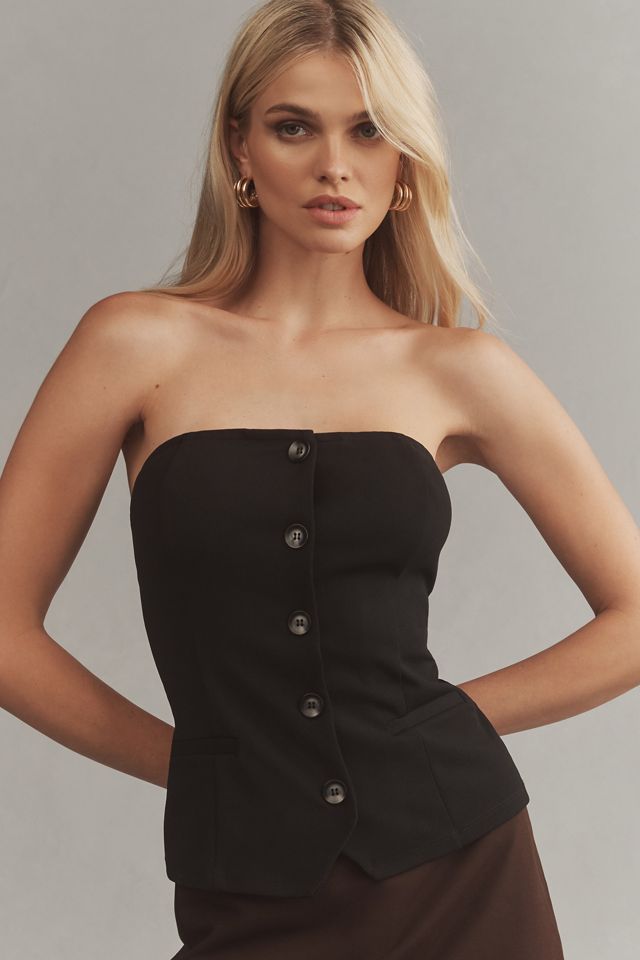 By Anthropologie Tailored Button-Front Tube Top #1