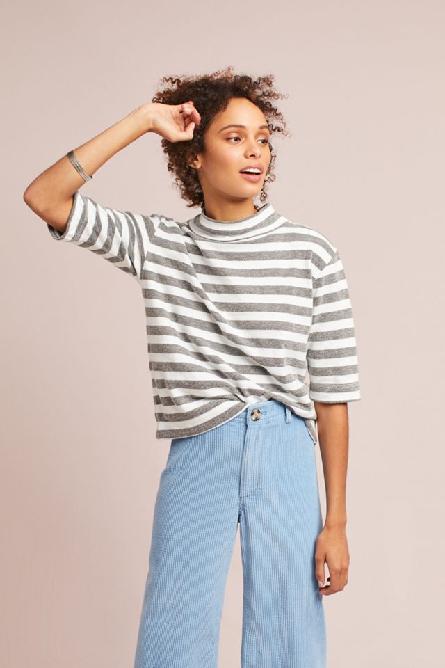 Striped Terry Turtleneck