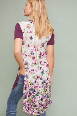 Haut Tunique Femme Imprimé Floral Spring Garden – Olive, Ourlet Requin, Neuf Sans étiquettes