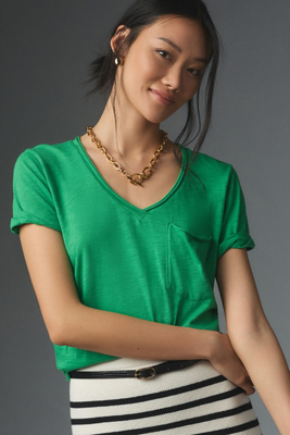 T.la Classic V-neck Tee In Green