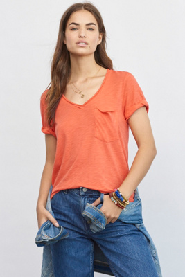 T.la Classic V-neck Tee In Orange