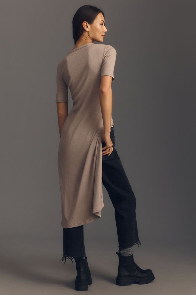 T.La Short-Sleeve Rib Duster Cardigan Sweater #1