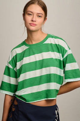 T.la Short-sleeve Crop Crew Tee In Green