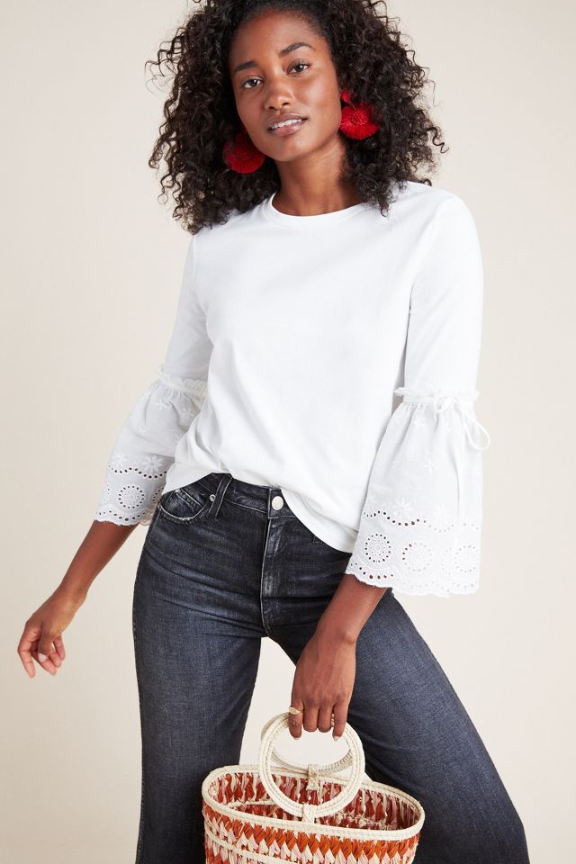 Paloma Eyelet Sleeve Blouse | Anthropologie