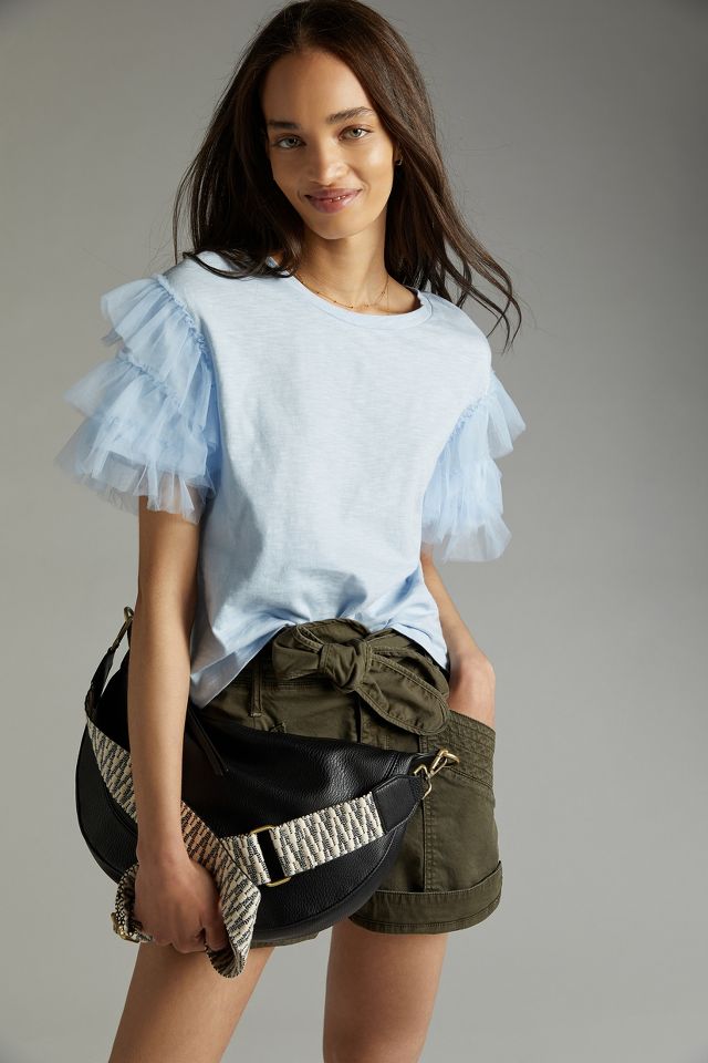 Anthropologie Tulle Sleeve Tee good Top 1X