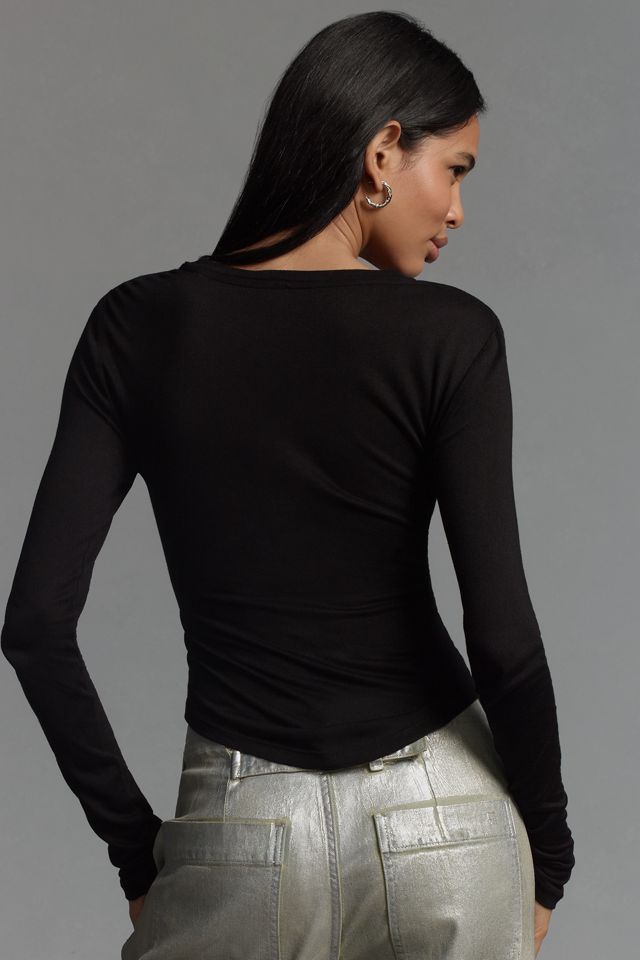 By Anthropologie Long-Sleeve Beaded Appliqué Top #1
