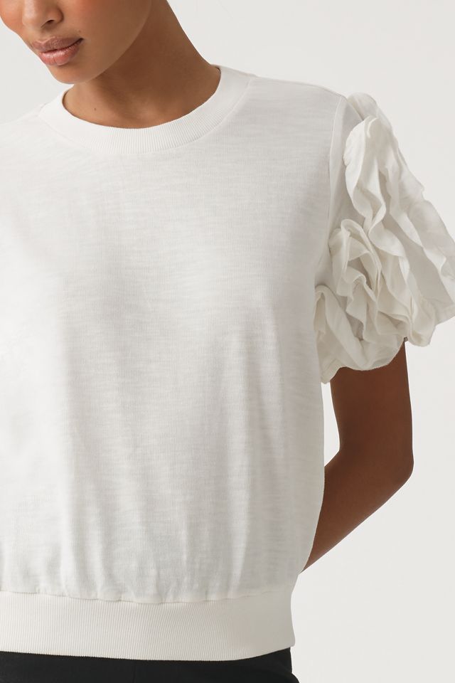 Maeve Ruffled Puff-Sleeve Tee #3